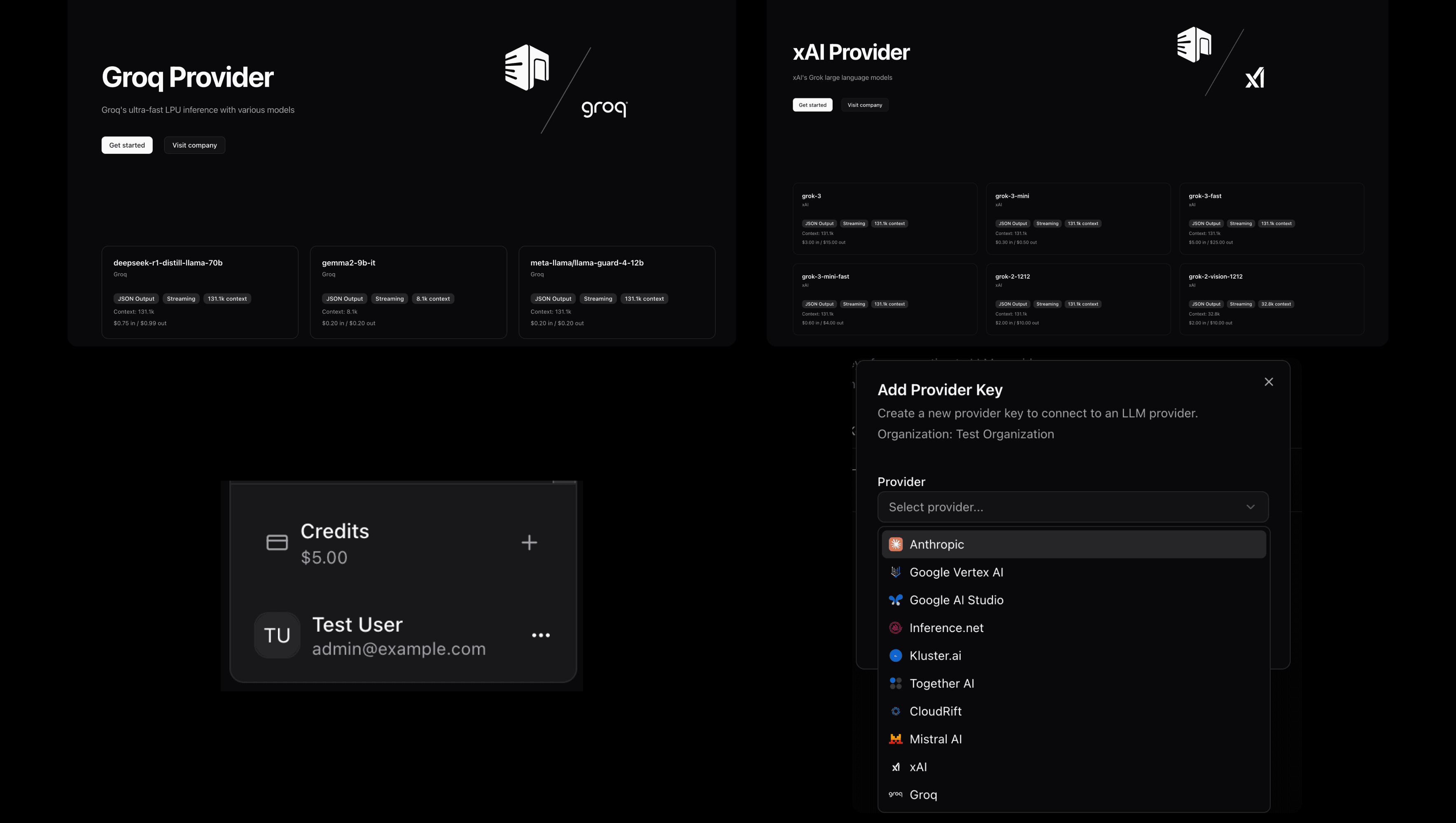 Updated dashboard showing organization and project selection